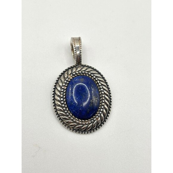 Vintage Carolyn Pollack Sterling Silver 925 Oval Lapis Lazuli Pendant - Picture 5 of 9